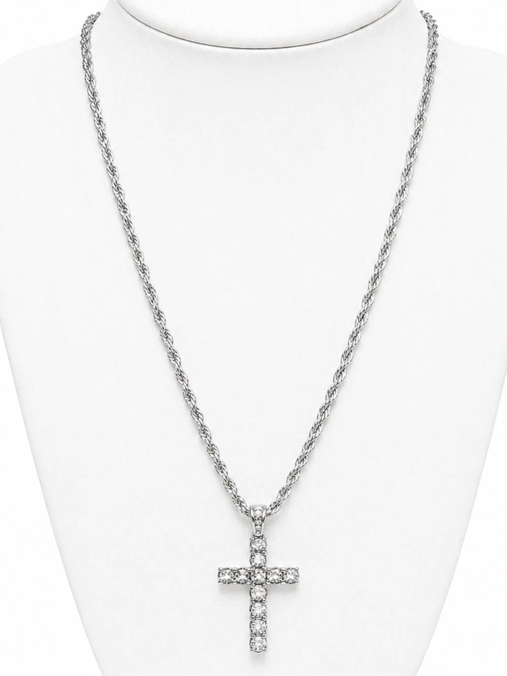 Men’s crystal encrusted cross necklace